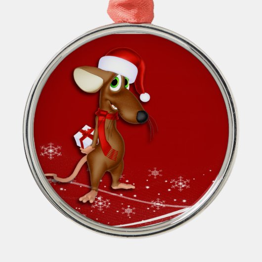 kerstmuis metalen ornament (Voorkant)