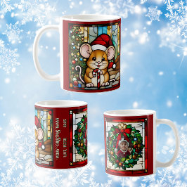 Kerstmuis namaak gebrandschilderd glas aanpasbaar koffiemok