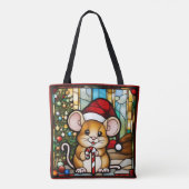 Kerstmuis nepgeglazuurd glas tote bag (Achterkant)