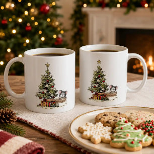 Kerstmuis onder de boom koffiemok