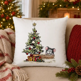 Kerstmuis onder de boom kussen