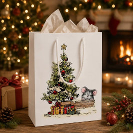Kerstmuis onder de boom medium cadeauzakje
