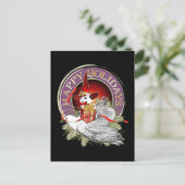 Kerstmuis op de vleugels van een duif feestdagenkaart (Staand voorkant)