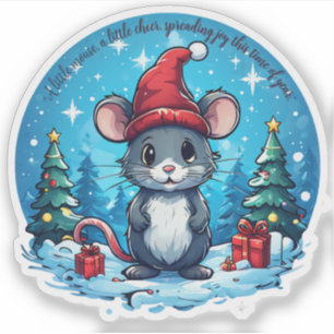 Kerstmuis op maat gesneden vinyl sticker
