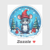 Kerstmuis op maat gesneden vinyl sticker (Vel)