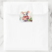 Kerstmuis op wit vierkante sticker (Tas)