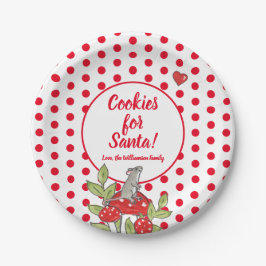 Kerstmuis Red Polka Dot Custom Santa Cookie Papieren Bordje