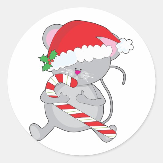 kerstmuis ronde sticker (Voorkant)