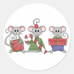 kerstmuis ronde sticker