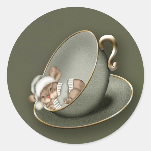 kerstmuis ronde sticker (Voorkant)