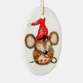 Kerstmuis - sierbloem - Kute muis in Santa Hat Keramisch Ornament (Rechts)