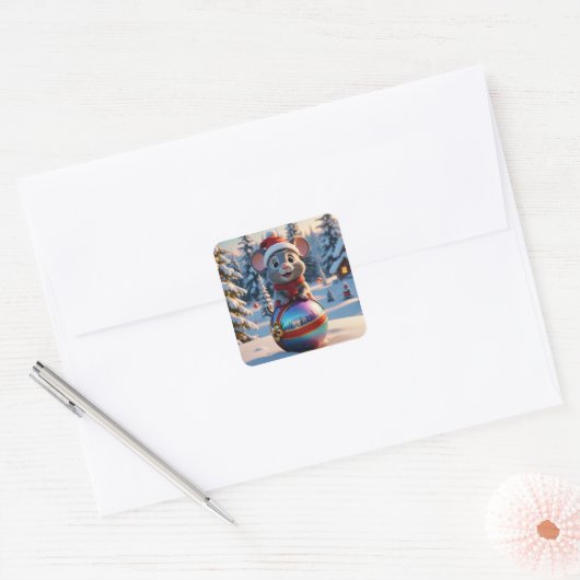 Kerstmuis Stickers (Envelop)