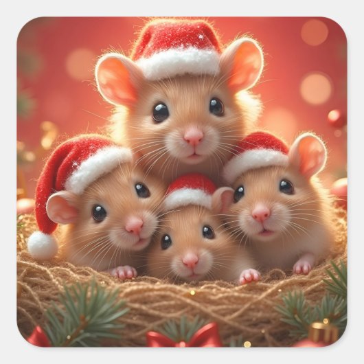 Kerstmuis Stickers (Voorkant)