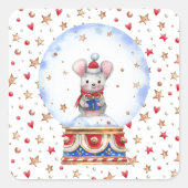 kerstmuis vierkante sticker (Voorkant)