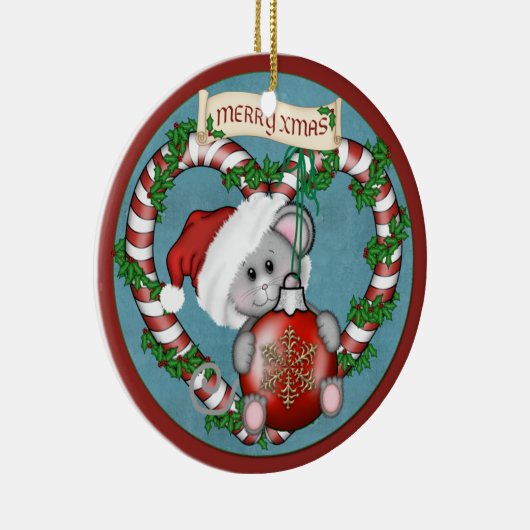 kerstmuis voor sierdoeleinden keramisch ornament (Rechts)