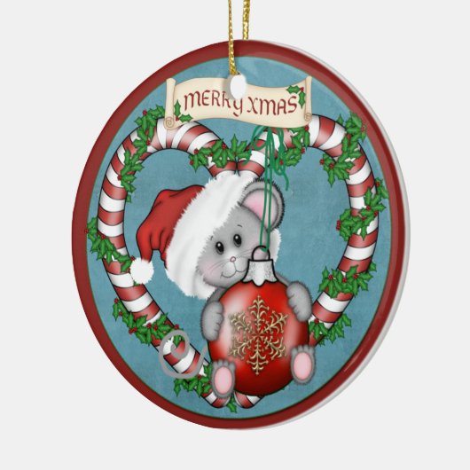 kerstmuis voor sierdoeleinden keramisch ornament (Links)