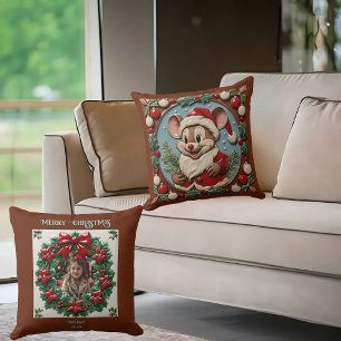 Kerstmuis Worpkussen Uitgevoerd Kussen