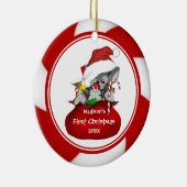 Kerstmuisje Baby's Eerste Kerstmis Versiering Keramisch Ornament (Rechts)