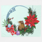 Kerstmuiskrans Fleece Deken (Voorkant (Horizontaal))