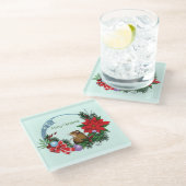Kerstmuiskrans Glazen Onderzetter (Schuin)