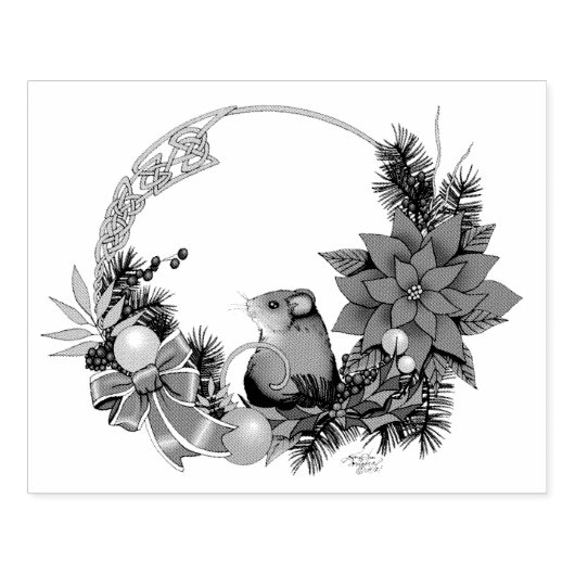 Kerstmuiskrans Rubberstempel (Afrduk)