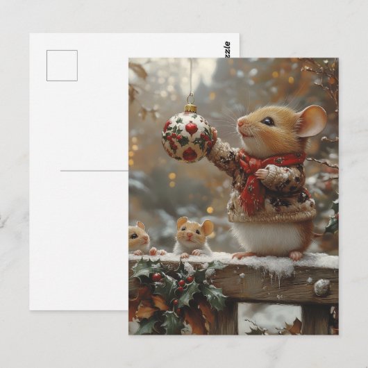 Kerstmuizen Briefkaart (Voorkant / Achterkant)