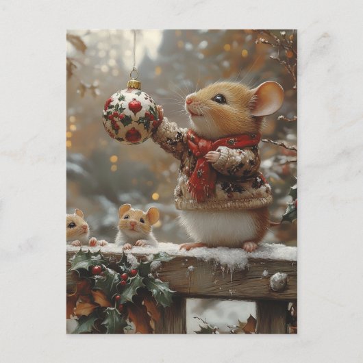 Kerstmuizen Briefkaart (Voorkant)