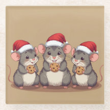Kerstmuizen die de koekjes van de kerstman eten, o