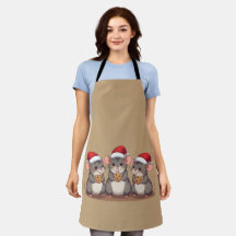 Kerstmuizen eten Santa's koekjes, schort