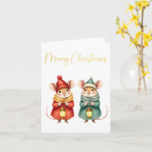 kerstmuizen Kaart (Gele Bloem)