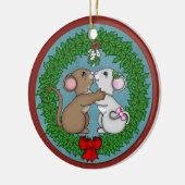 Kerstmuizen met maîtletoe keramisch ornament (Links)