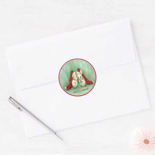 Kerstmuizen met rode kerstmutsen Sticker (Envelop)