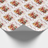 Kerstmuizen op wit cadeaupapier (Hoek)