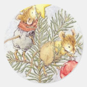 Kerstmuizen Ronde Sticker (Voorkant)