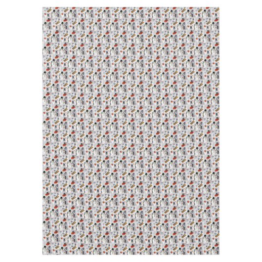 KERSTMUIZEN SPELEN IN DE SNEEUW TAFELKLEED (Voorkant)