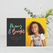 Kerstmulti-foto felmoderne kleurrijke neeuw aankondiging (Staand voorkant)