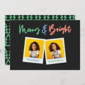 Kerstmulti-foto felmoderne kleurrijke neeuw aankondiging (Voorkant / Achterkant)