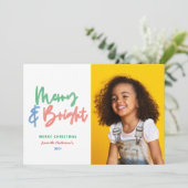 Kerstmulti-foto felmoderne kleurrijke neeuw aankondiging (Staand voorkant)