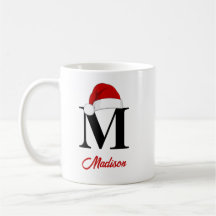 Kerstmuts Aangepast Monogram Rode Script Kerstmis