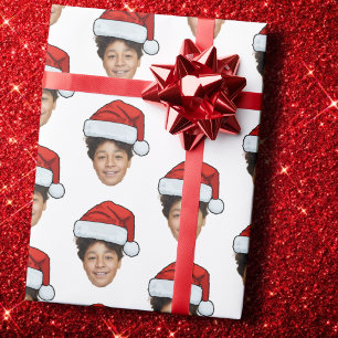 Kerstmuts Aangepaste Gezichts Foto Kerstcadeau Cadeaupapier