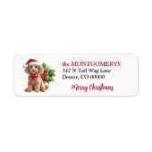 Kerstmuts Abrikozen Poodle Kerst Retouradres Etiket (Voorkant)