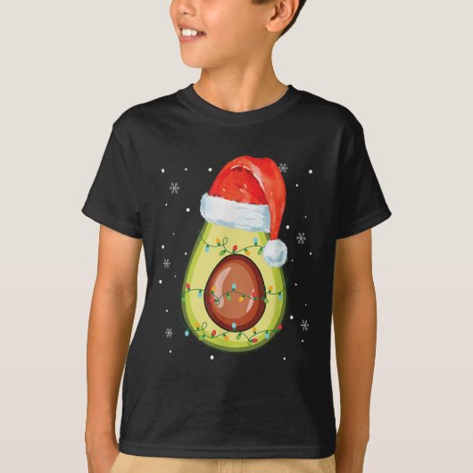 Kerstmuts Avocado Prettig Kerstfeest Vegan Pyjama T-shirt (Voorkant)