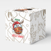 Kerstmuts Basketbal Rendier Kerstpret Sport Bedankdoosjes (Voorkant Zijde)