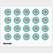 Kerstmuts Blauw Kerstmis Vakantie Speels Ronde Sticker (Vel)