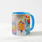 Kerstmuts Blauwe Eenhoorn Mok (Voorkant rechts)