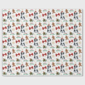 Kerstmuts Border Collie Puppy Kerstmis Cadeaupapier (Vlak)