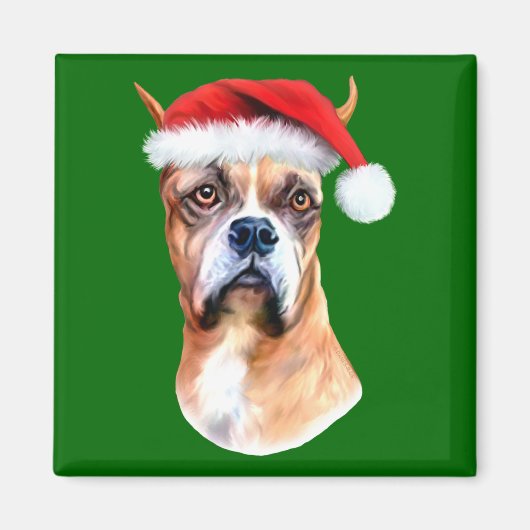 Kerstmuts Boxer Magneet (Voorkant)