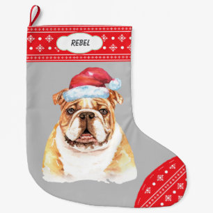 Kerstmuts Bulldog Sneeuwvlok Rand Grote Kerstsok