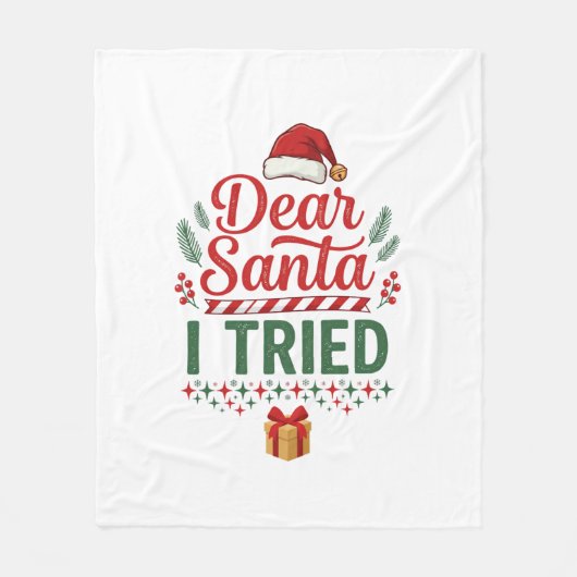 Kerstmuts Cadeau Doos Beste Kerstman Fleece Deken (Voorkant)
