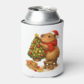 Kerstmuts Capybara Versiert Boom Blikjeskoeler (Blikje Voorkant)